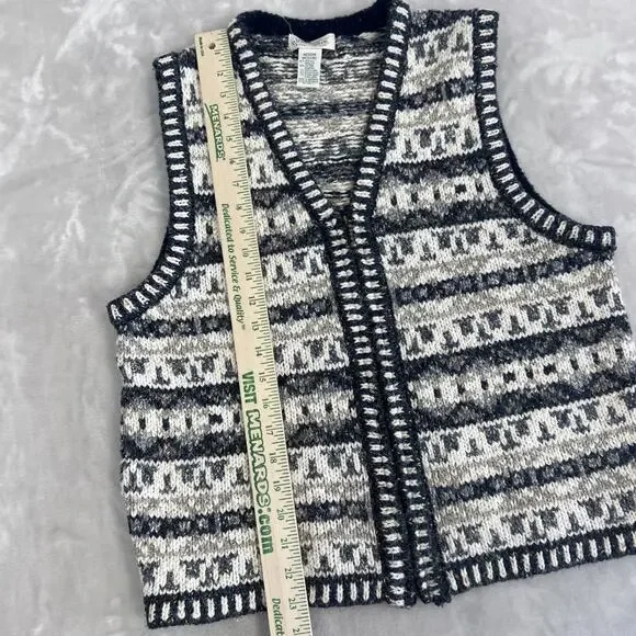 VTG Fair Isle Vest Womens Medium Chunky Knit Cozy Layering Cottagecore Preppy - Picture 5 of 8